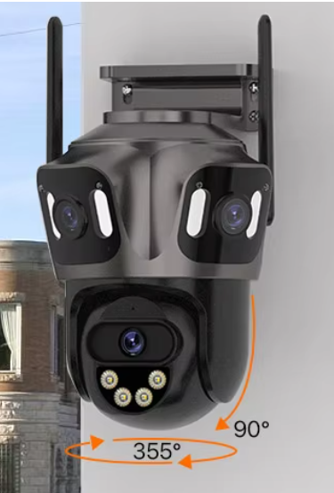 WI‑FI‑Kamera mit drei Objektiven, 15 Megapixel, mit Verfolgungsfunktion.