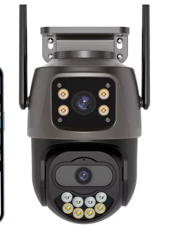 WI‑FI‑Kamera mit zwei Objektiven, 15 Megapixel, mit Verfolgungsfunktion.