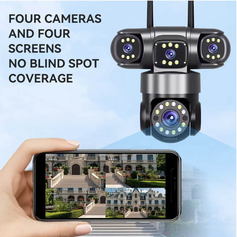 WI‑FI‑Kamera mit vier Objektiven, 20 Megapixel ULTRA HD, mit Verfolgungsfunktion